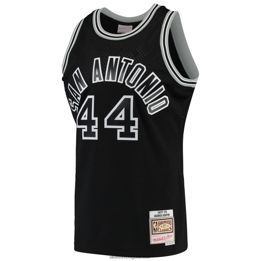 NBA JZ8F024310 san antonio spurs george gervin black 1977-78 hardwood classics swingman player фланелка
