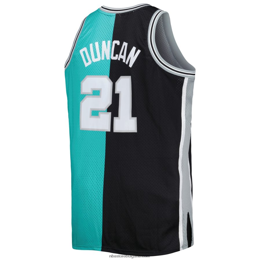 NBA JZ8F024519 san antonio spurs mitchell & ness black/teal big & tall hardwood classics split swingman фланелка