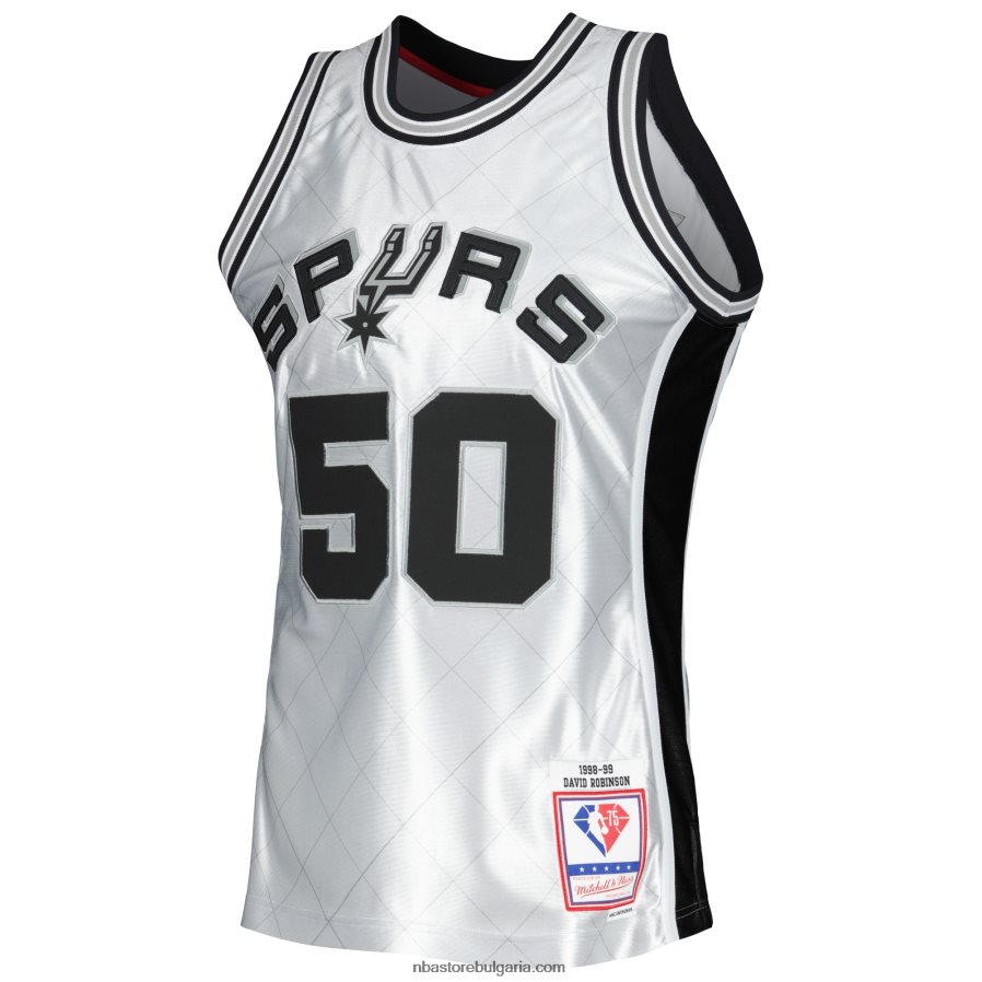 NBA JZ8F025725 san antonio spurs david robinson platinum hardwood classics суингмен фланелка от 75-та годишнина