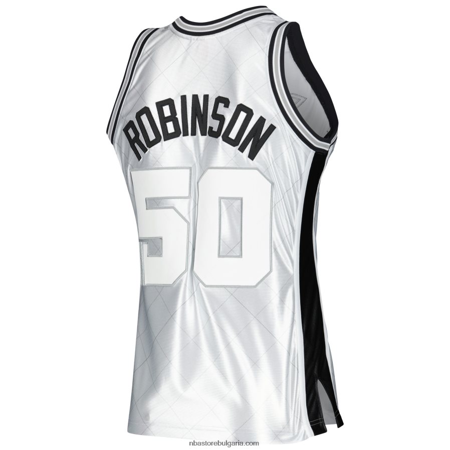 NBA JZ8F025725 san antonio spurs david robinson platinum hardwood classics суингмен фланелка от 75-та годишнина