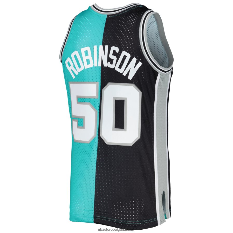 NBA JZ8F026235 san antonio spurs david robinson mitchell & ness black/teal hardwood classics split swingman фланелка