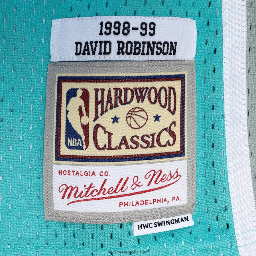 NBA JZ8F026235 san antonio spurs david robinson mitchell & ness black/teal hardwood classics split swingman фланелка