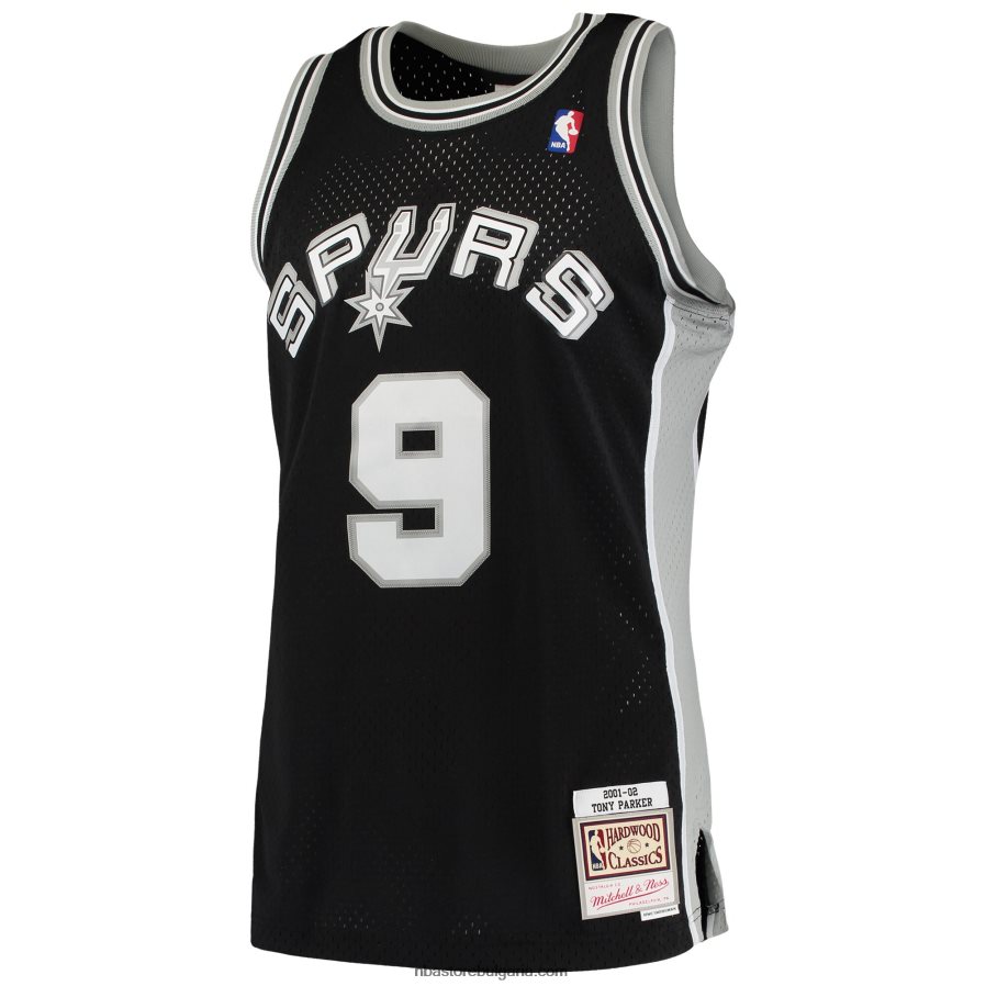 NBA JZ8F026865 san antonio spurs tony parker #9 mitchell & ness black hardwood classics swingman фланелка