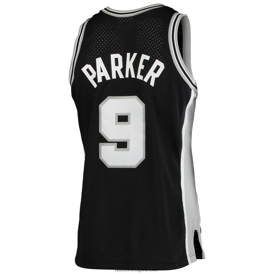 NBA JZ8F026865 san antonio spurs tony parker #9 mitchell & ness black hardwood classics swingman фланелка