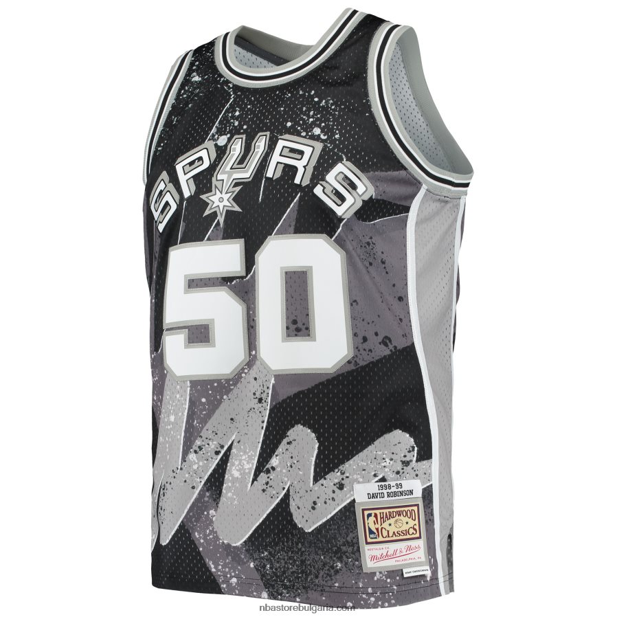 NBA JZ8F027031 san antonio spurs david robinson mitchell & ness black hardwood classics hyper hoops swingman фланелка