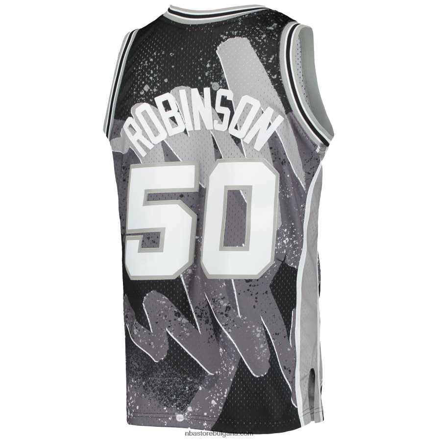 NBA JZ8F027031 san antonio spurs david robinson mitchell & ness black hardwood classics hyper hoops swingman фланелка