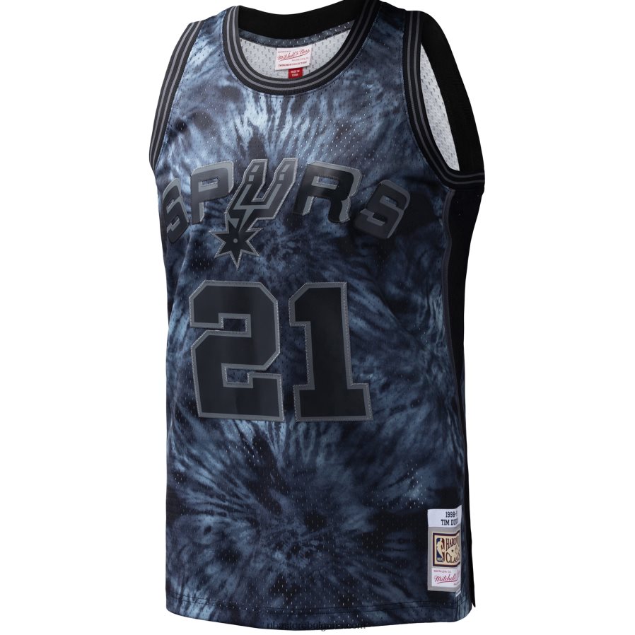 NBA JZ8F027705 san antonio spurs tim duncan mitchell & ness black hardwood classics tie-dye swingman фланелка