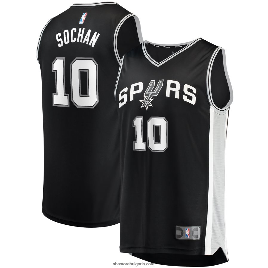 NBA JZ8F027809 Сан Антонио Спърс Джеръми Сочан черна драфт първи рунд избор бързо прекъсване реплика фланелка на играч