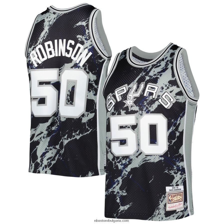 NBA JZ8F028221 san antonio spurs david robinson mitchell & ness black hardwood classics мрамор swingman фланелка