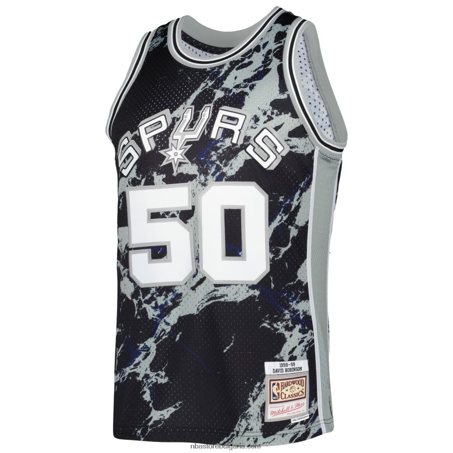 NBA JZ8F028221 san antonio spurs david robinson mitchell & ness black hardwood classics мрамор swingman фланелка
