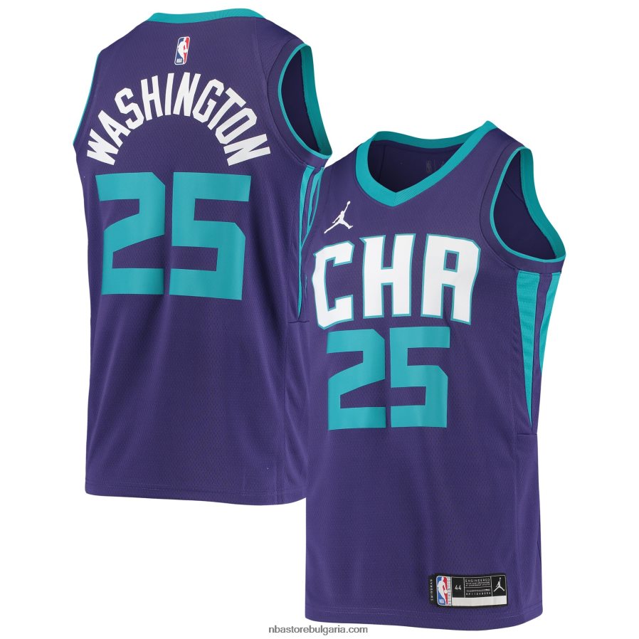 NBA JZ8F0211016 шарлот хорнетс пиджей уошингтън младши лилаво трико с суингмен на марката jordan