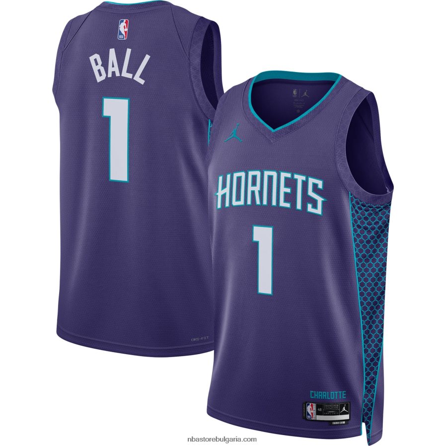 NBA JZ8F022039 charlotte hornets lamelo ball jordan brand purple swingman фланелка