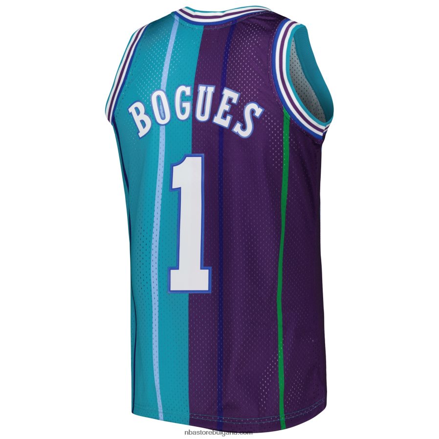 NBA JZ8F022246 charlotte hornets muggsy bogues teal/purple hardwood classics 199split swingman фланелка