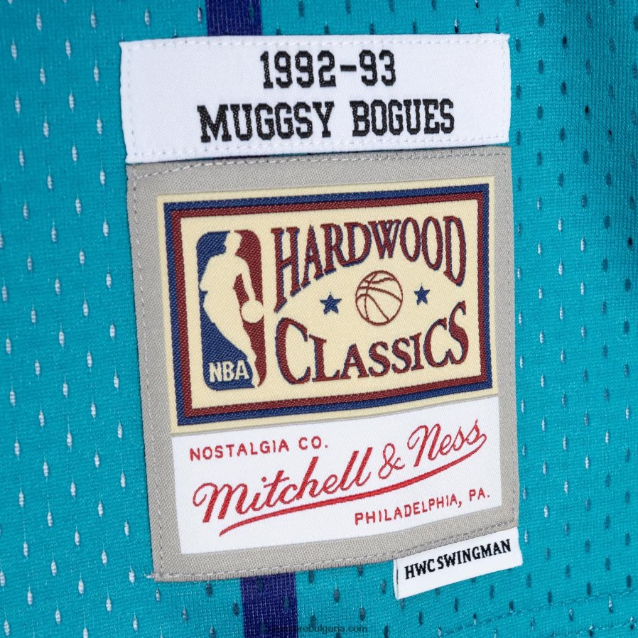 NBA JZ8F022246 charlotte hornets muggsy bogues teal/purple hardwood classics 199split swingman фланелка
