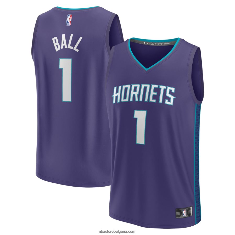 NBA JZ8F02267 charlotte hornets lamelo ball purple fast break реплика на фланелка