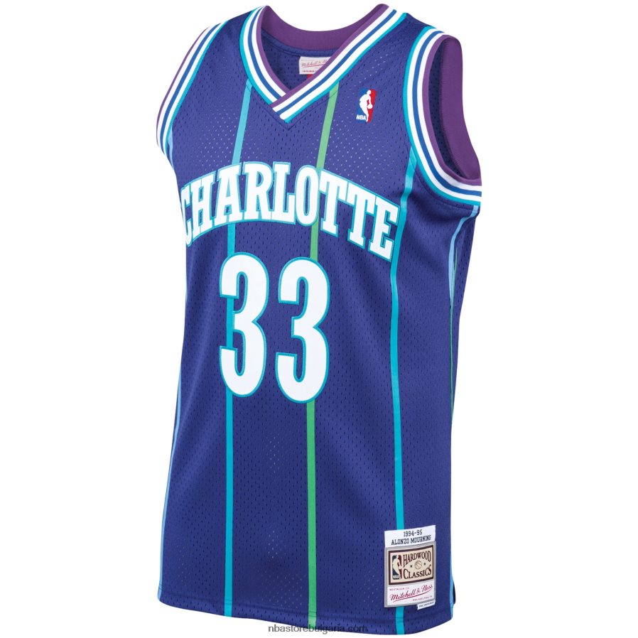 NBA JZ8F024474 charlotte hornets alonzo mourning mitchell & ness purple hardwood classics swingman фланелка