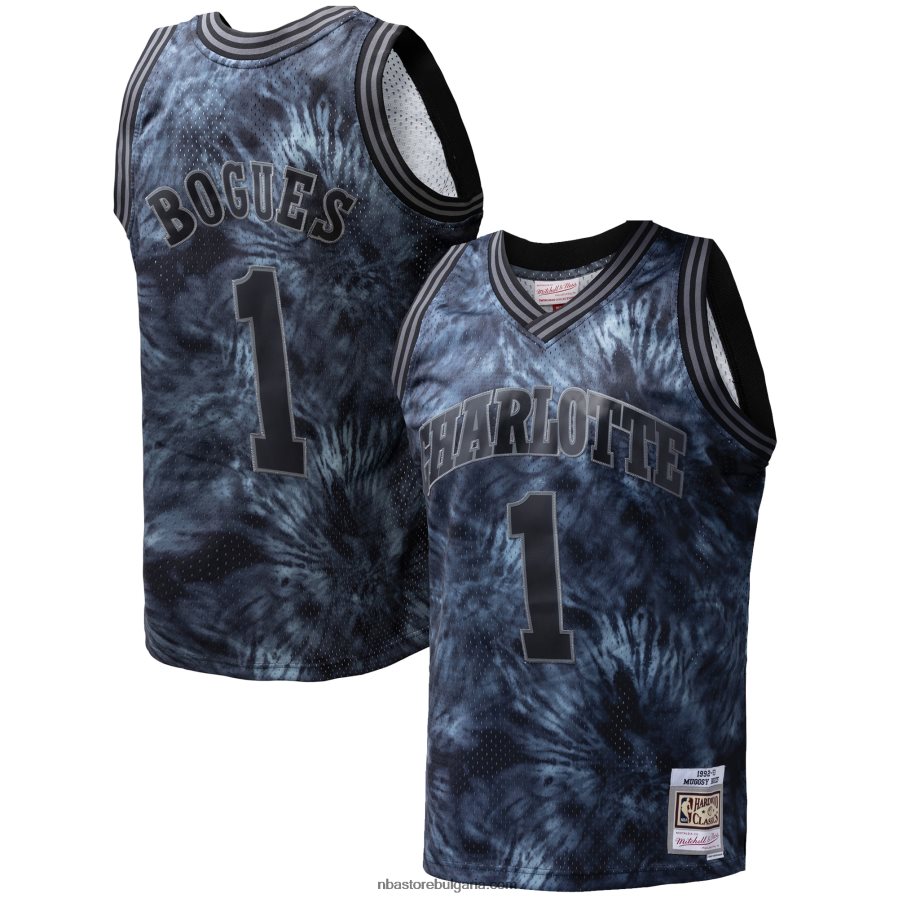 NBA JZ8F025505 charlotte hornets muggsy bogues black hardwood classics 199tie-dye swingman фланелка