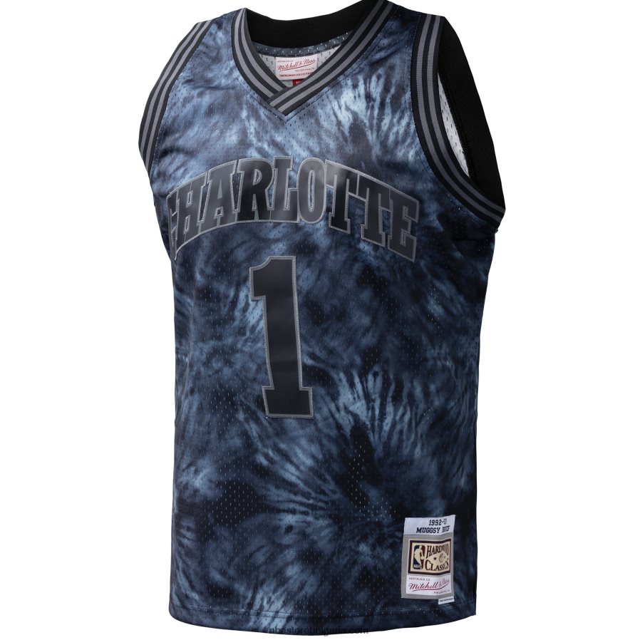 NBA JZ8F025505 charlotte hornets muggsy bogues black hardwood classics 199tie-dye swingman фланелка