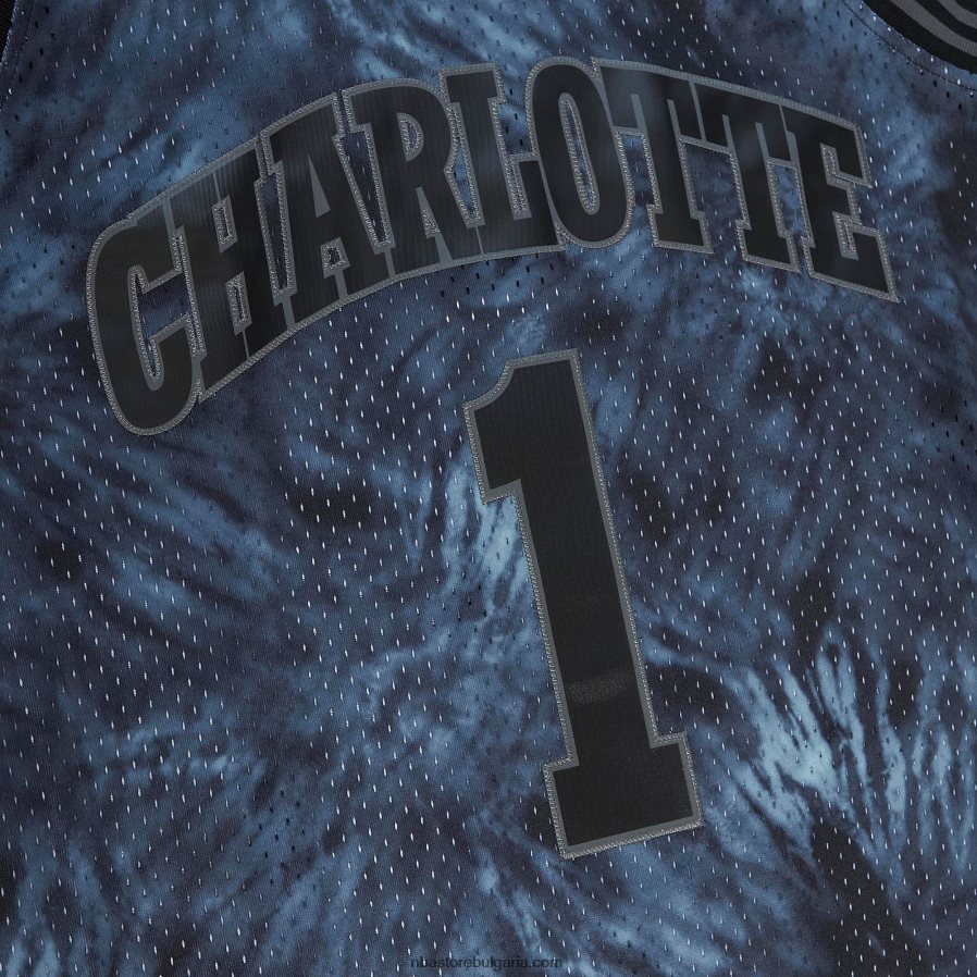 NBA JZ8F025505 charlotte hornets muggsy bogues black hardwood classics 199tie-dye swingman фланелка