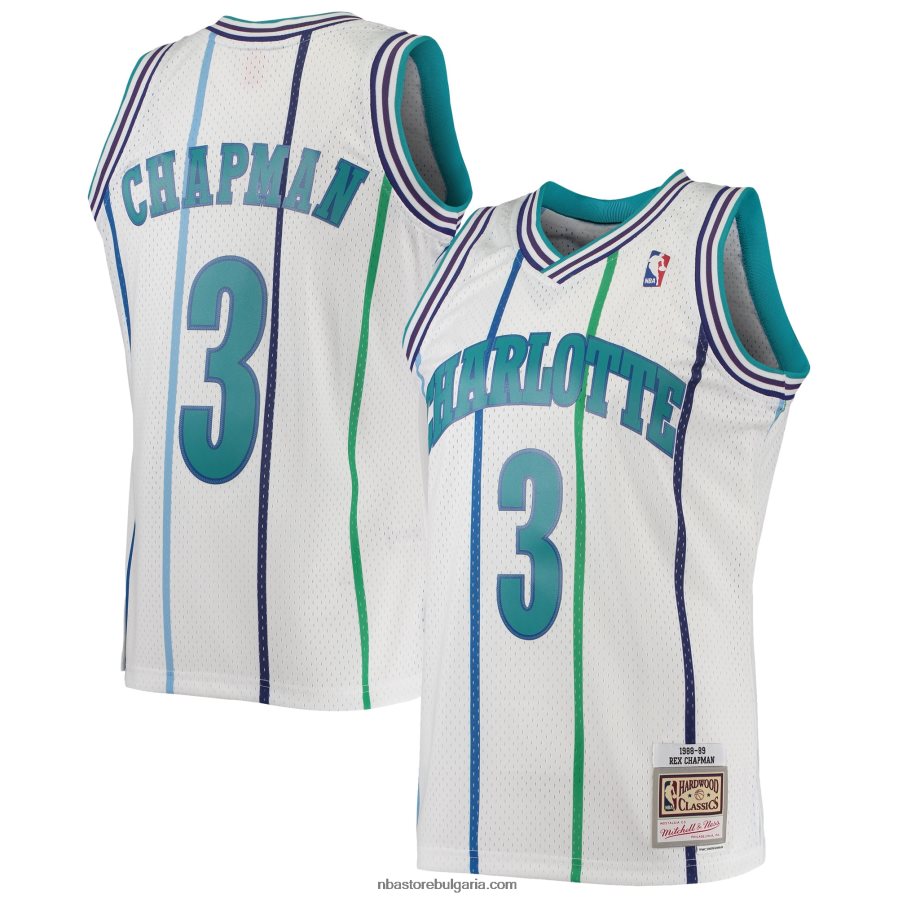 NBA JZ8F027597 charlotte hornets rex chapman mitchell & ness white 1988-89 hardwood classics swingman фланелка