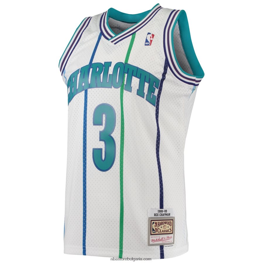 NBA JZ8F027597 charlotte hornets rex chapman mitchell & ness white 1988-89 hardwood classics swingman фланелка