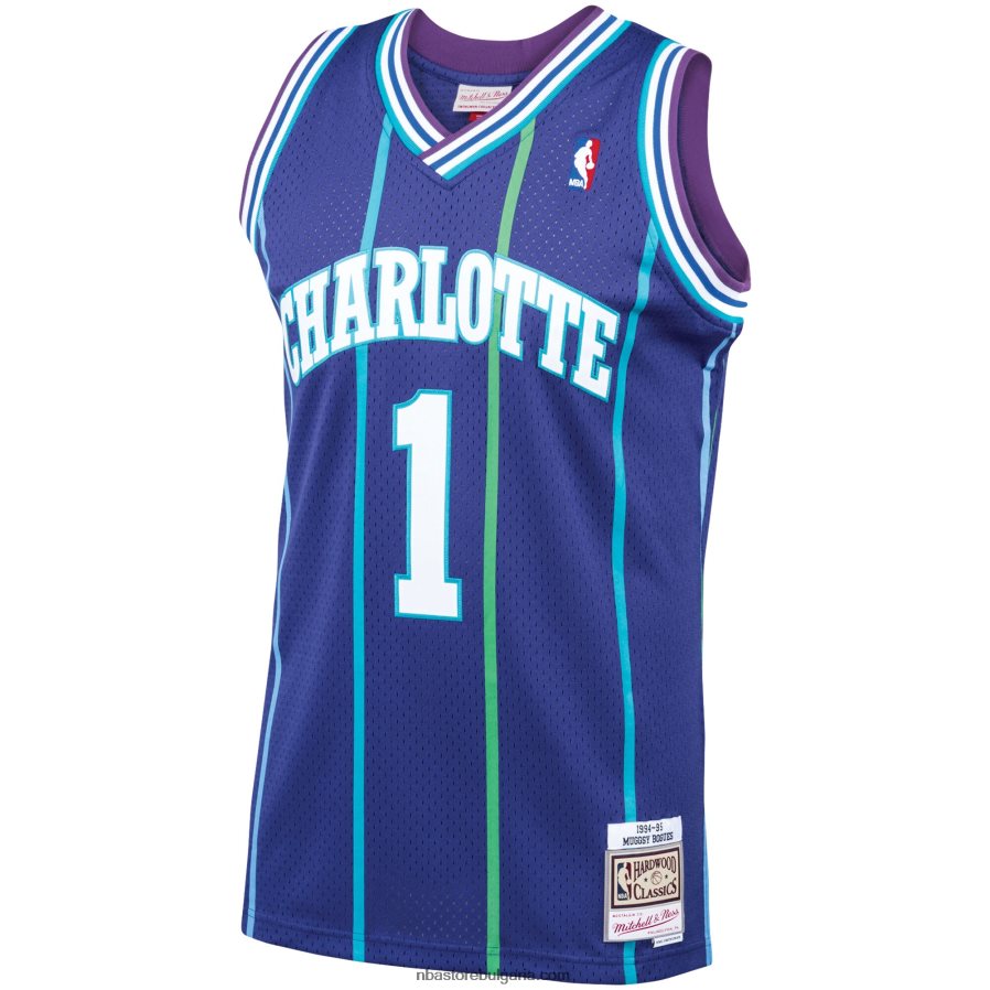 NBA JZ8F02973 charlotte hornets muggsy bogues mitchell & ness purple hardwood classics swingman фланелка