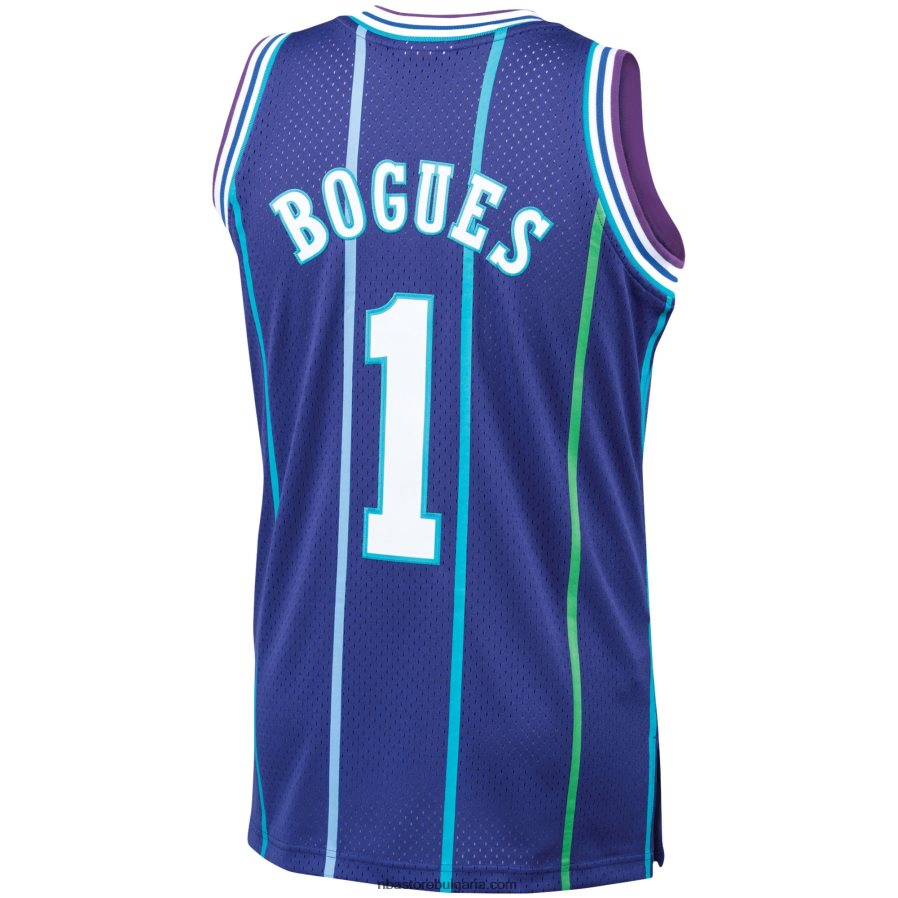 NBA JZ8F02973 charlotte hornets muggsy bogues mitchell & ness purple hardwood classics swingman фланелка