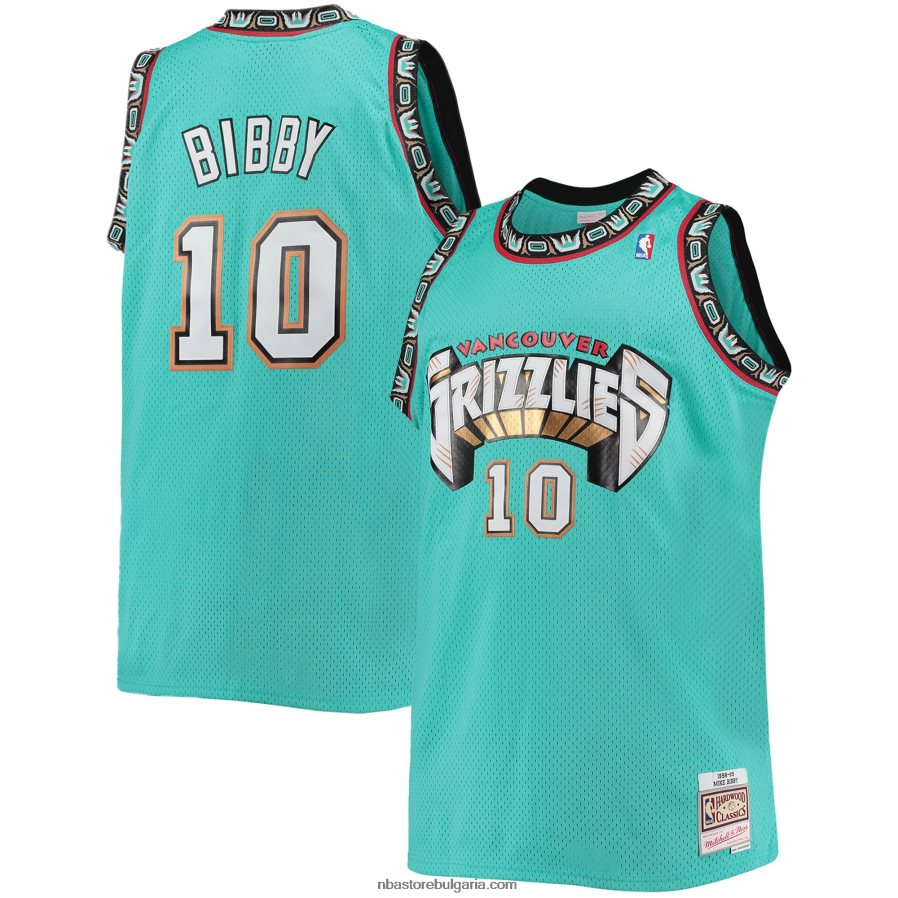 NBA JZ8F021042 vancouver grizzlies mike bibby mitchell & ness teal голямо и високо класическо трико от твърда дървесина