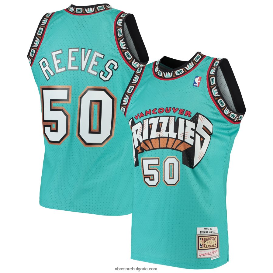 NBA JZ8F021353 vancouver grizzlies brayant reeves mitchell & ness тюркоазена фланелка от твърда дървесина swingman