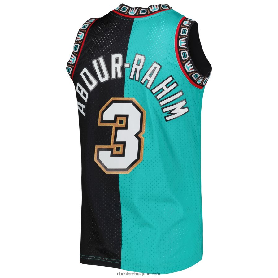 NBA JZ8F021834 vancouver grizzlies shareef abdur-rahim turquoise/black hardwood classics split swingman jersey