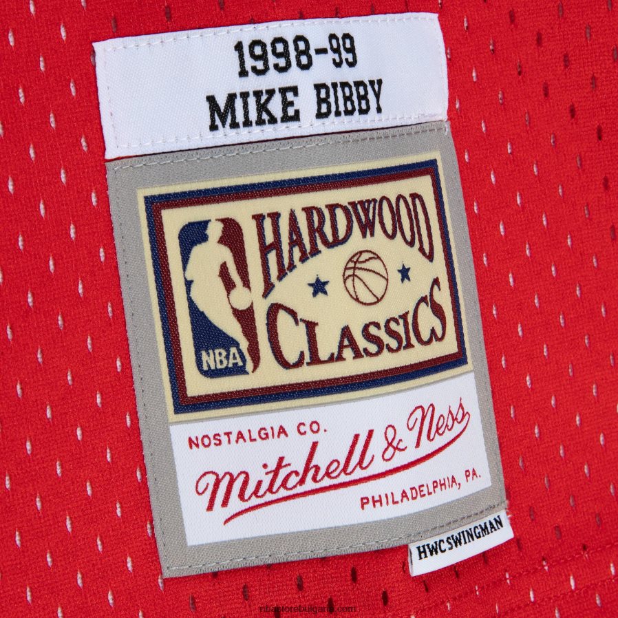 NBA JZ8F022045 vancouver grizzlies mike bibby red/teal hardwood classics fadeaway swingman фланелка