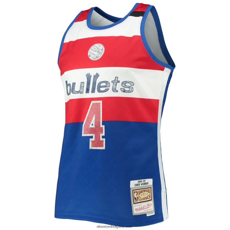 NBA JZ8F022181 washington bullets chris webber blue hardwood classics diamond swingman трико за 75-та годишнина