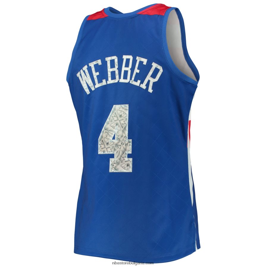 NBA JZ8F022181 washington bullets chris webber blue hardwood classics diamond swingman трико за 75-та годишнина