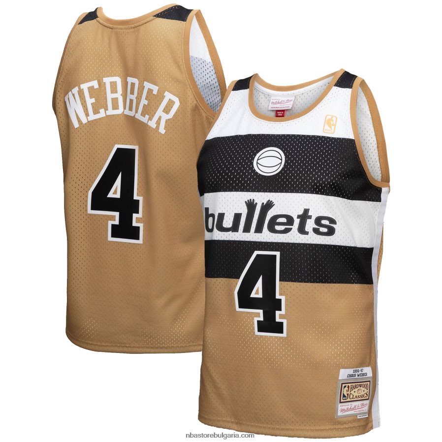 NBA JZ8F023852 washington bullets chris webber mitchell & ness gold hardwood classics reload 3.0 swingman фланелка