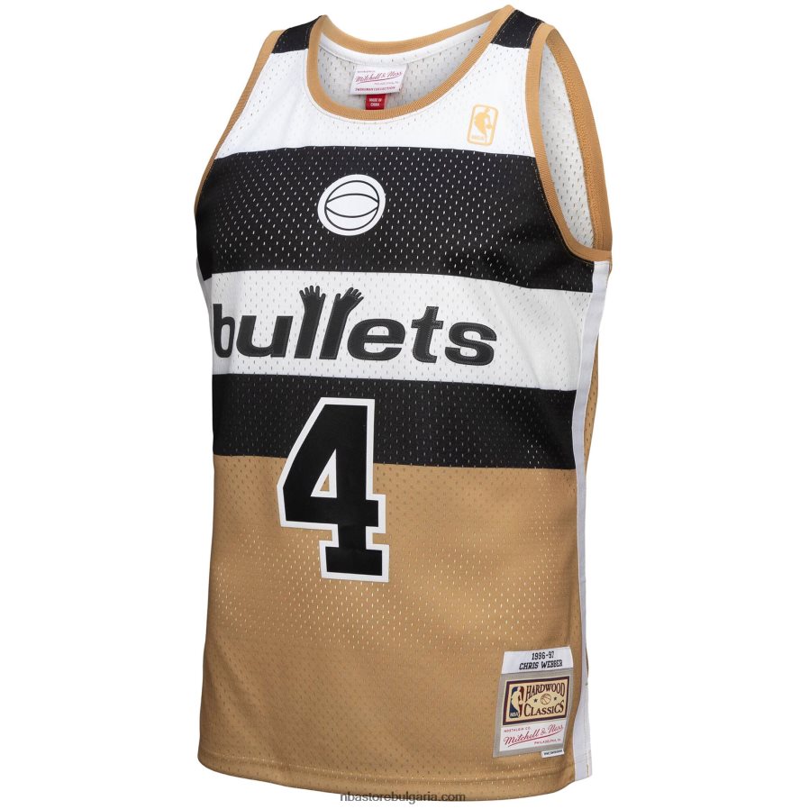NBA JZ8F023852 washington bullets chris webber mitchell & ness gold hardwood classics reload 3.0 swingman фланелка