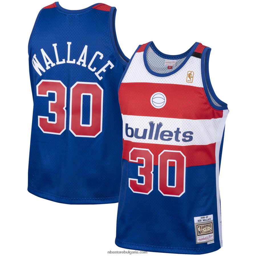 NBA JZ8F028272 washington bullets ben wallace mitchell & ness royal hardwood classics swingman трико