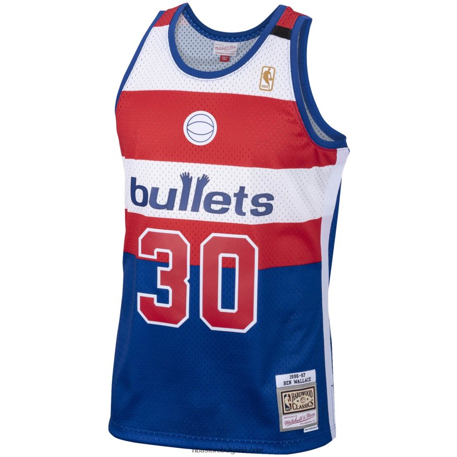 NBA JZ8F028272 washington bullets ben wallace mitchell & ness royal hardwood classics swingman трико