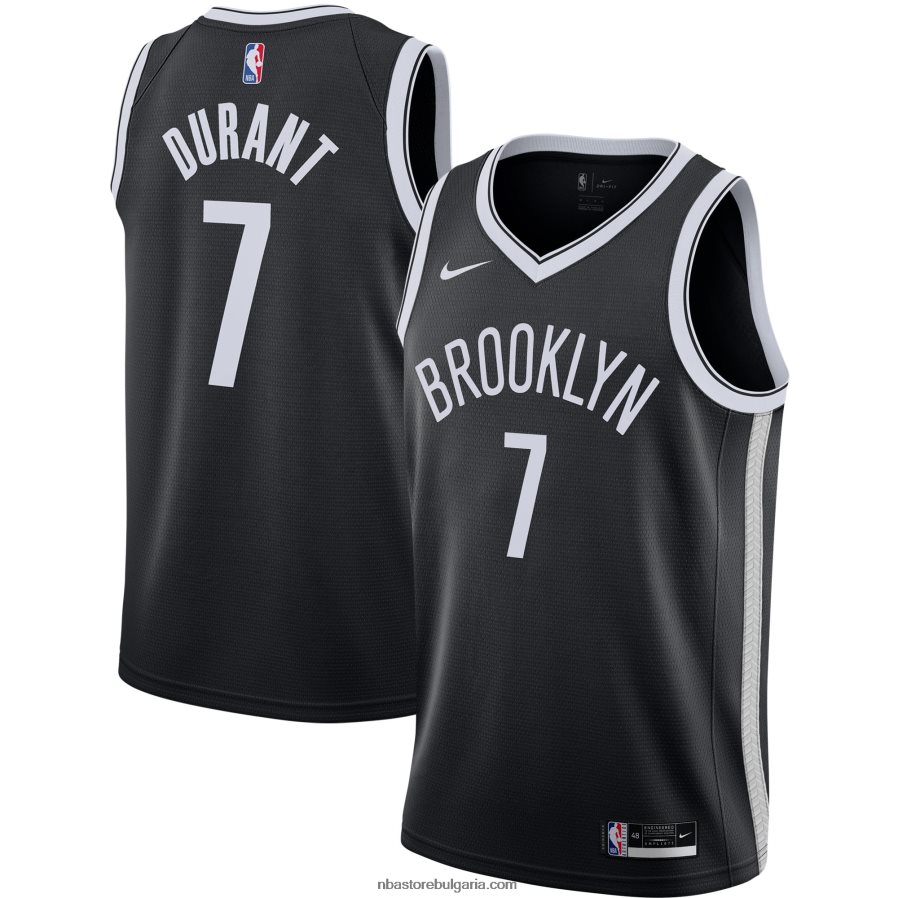 NBA JZ8F0210697 Бруклин Нетс Кевин Дюрант Nike черна фланелка Swingman