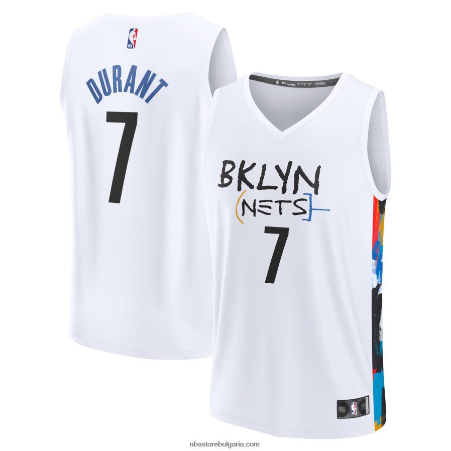 NBA JZ8F021256 бруклин нетс кевин дюрант бяла фланелка за бърз пробив