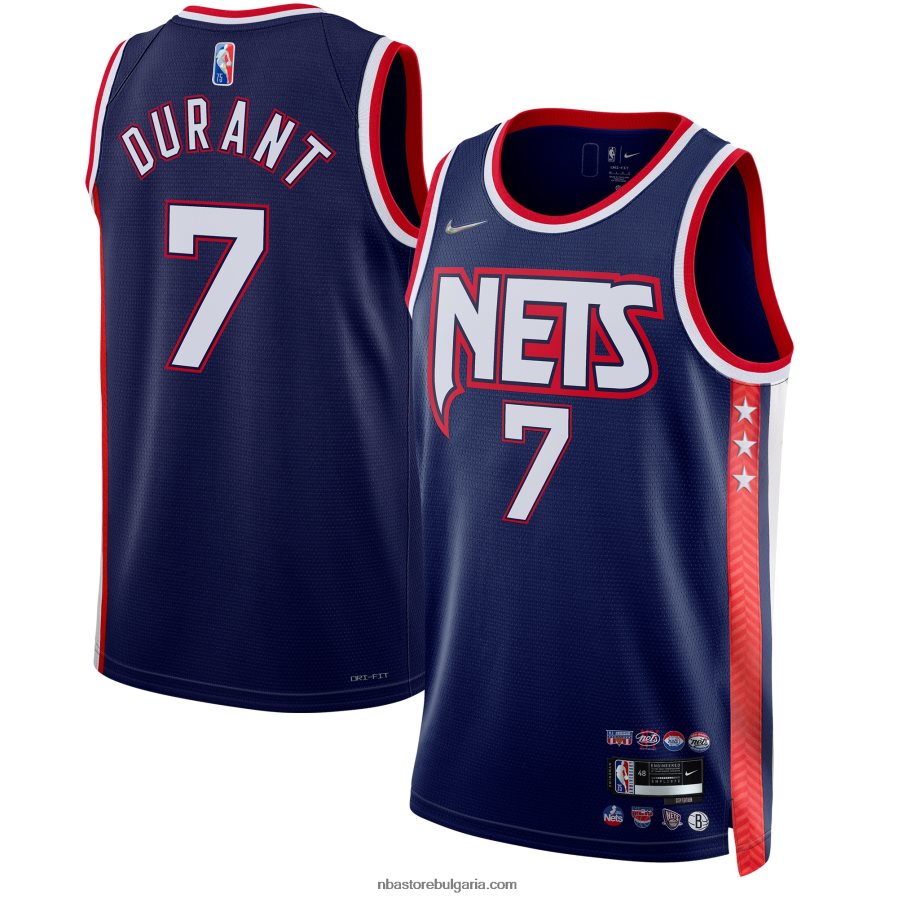 NBA JZ8F022079 Бруклин Нетс Кевин Дюрант Nike Navy Swingman Джърси