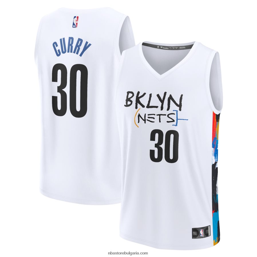 NBA JZ8F022169 бруклин нетс сет къри бяла фланелка за бърз пробив