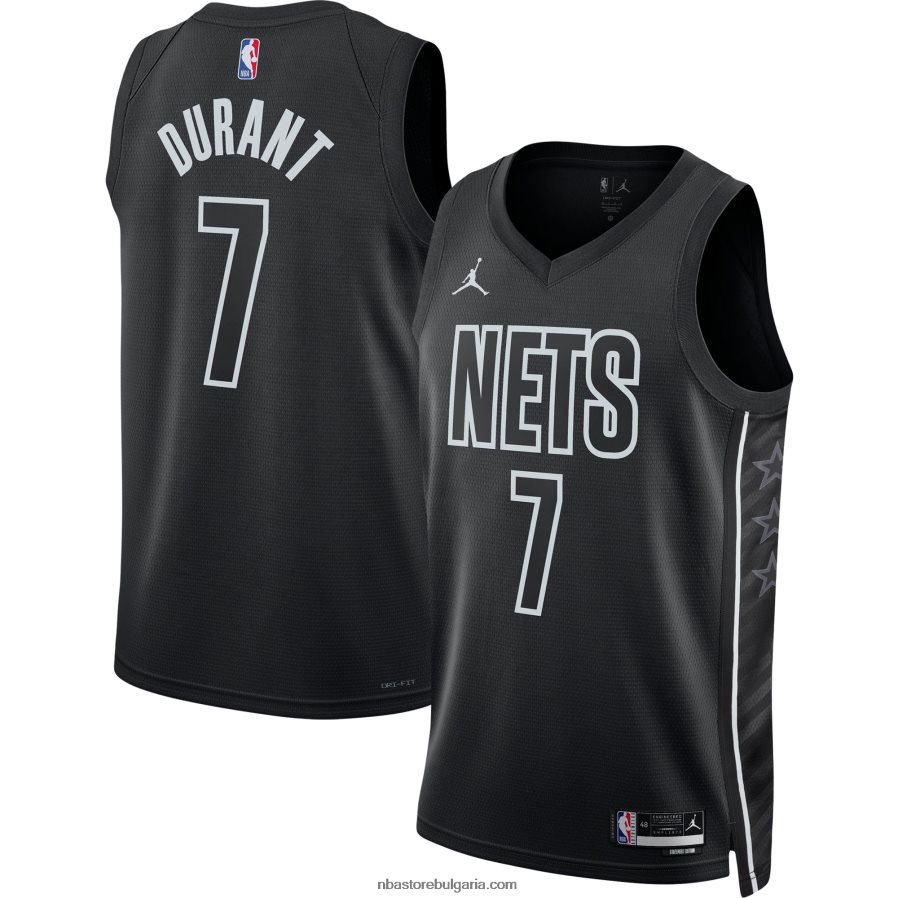 NBA JZ8F02243 Бруклин Нетс Кевин Дюрант Джордън марка черна суингмен фланелка