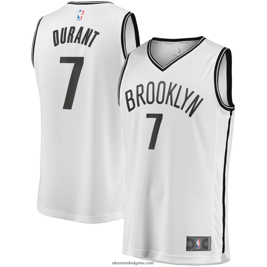 NBA JZ8F022700 Бруклин Нетс Кевин Дюрант Уайт 2019 бързо прекъсване фланелка за движение на играча