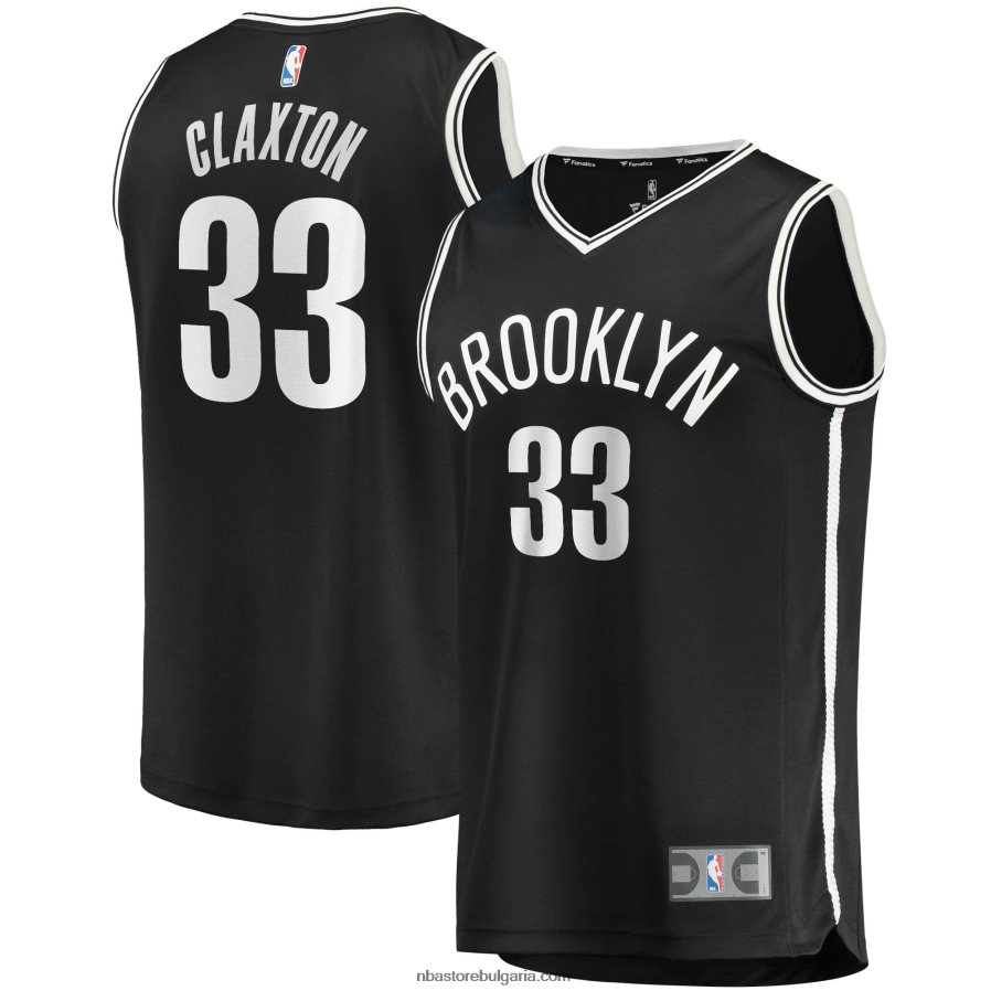 NBA JZ8F023047 Бруклин Нетс Николас Клакстън черна реплика на фланелка за бързо прекъсване