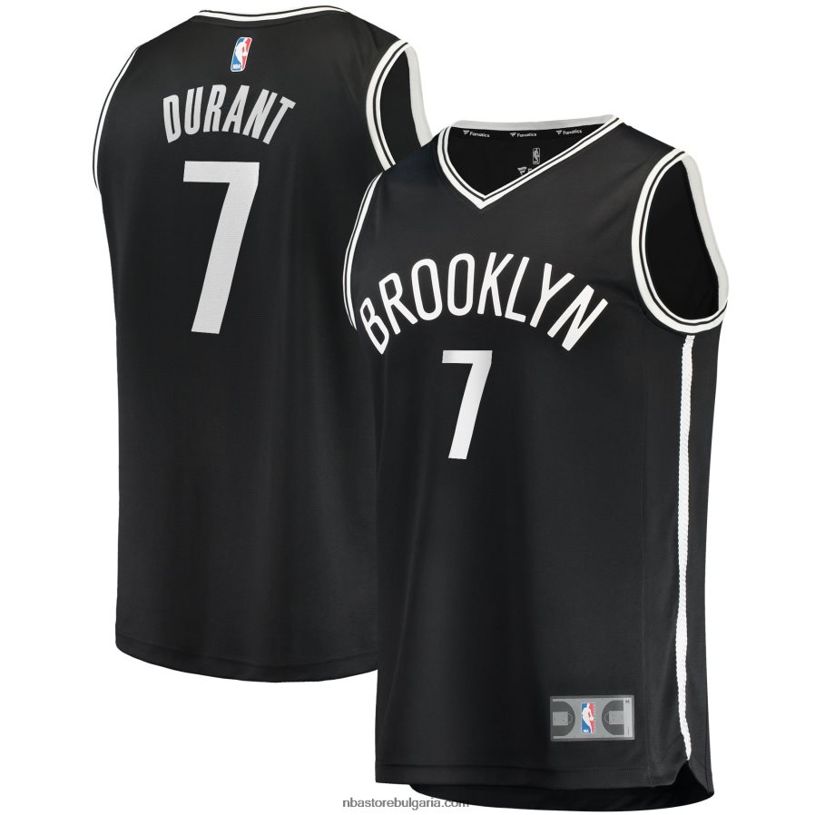 NBA JZ8F02463 Бруклин Нетс Кевин Дюрант черна фланелка за бърз брейк реплика