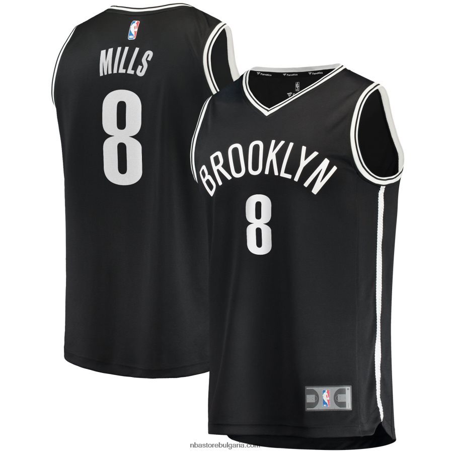 NBA JZ8F025643 бруклин нетс пати милс черна фланелка за бързо прекъсване реплика