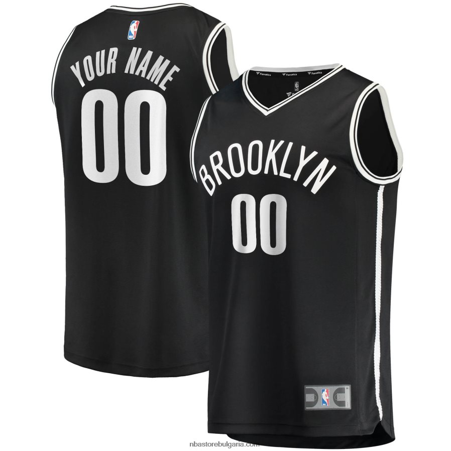 NBA JZ8F0259 бруклин нетс черна фланелка за бърз брейк по поръчка