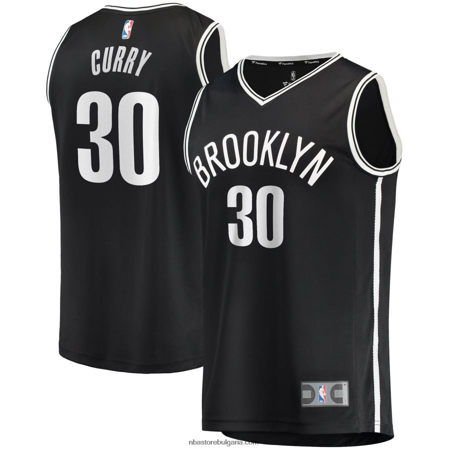 NBA JZ8F02915 бруклин нетс сет къри черен файст брейк реплика на фланелка