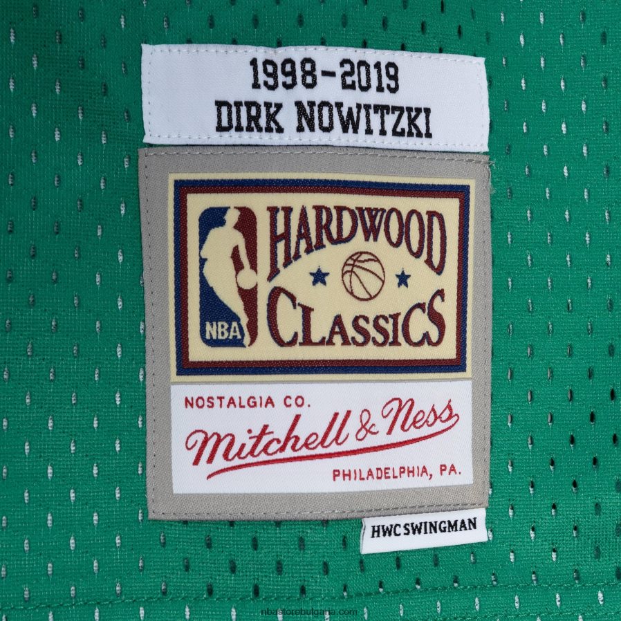 NBA JZ8F021198 dallas mavericks dirk nowitzki mitchell & ness blue/green hardwood classics split swingman фланелка