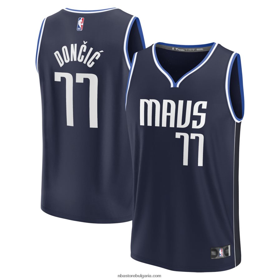 NBA JZ8F02173 Далас Маверикс Лука Дончич военноморска фланелка на играч за бързо прекъсване